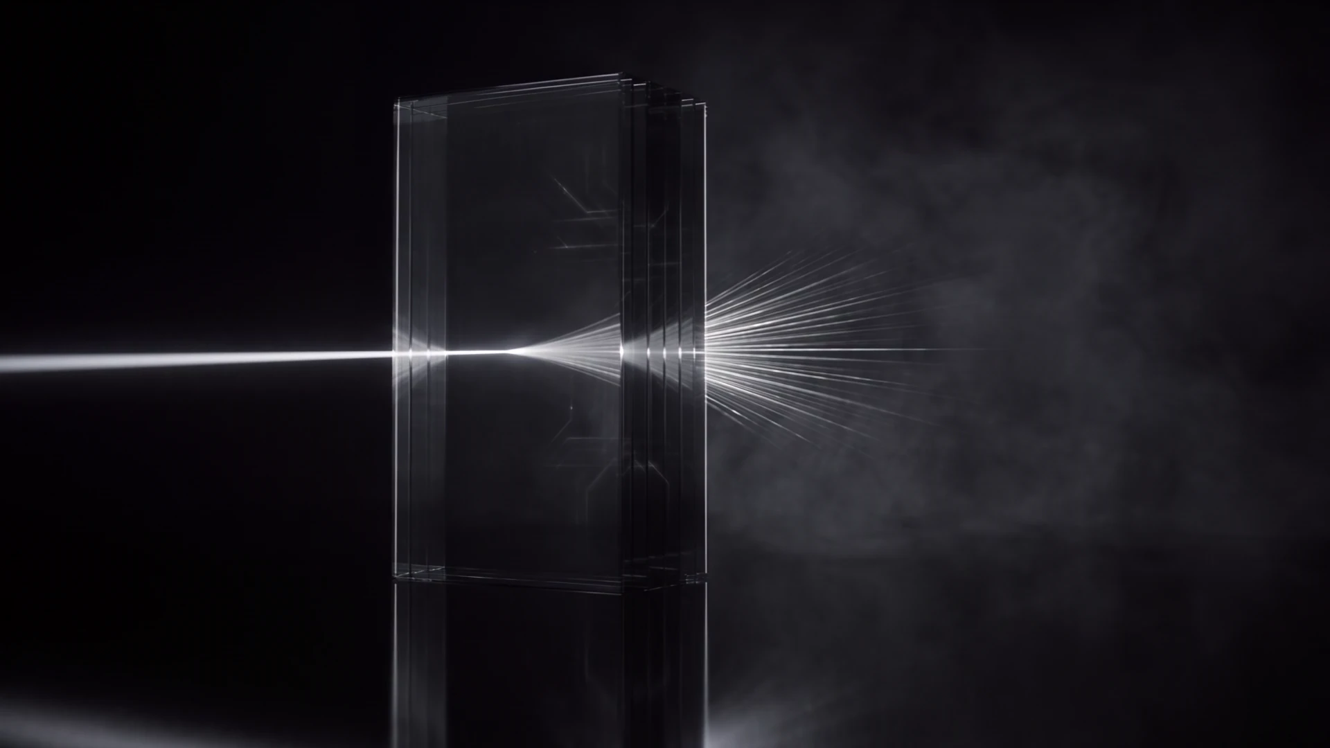 Light threads passing through a glass monolith